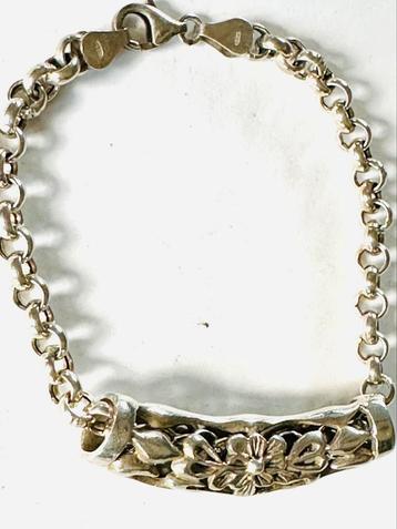 Zilveren Jasseron armband  met zilverensierstuk beschikbaar voor biedingen