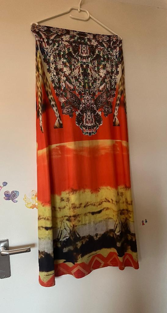 Vintage lange maxi rok boho hippie festival grafisch kleur S, Kleding | Dames, Rokken, Zo goed als nieuw, Maat 38/40 (M), Rood