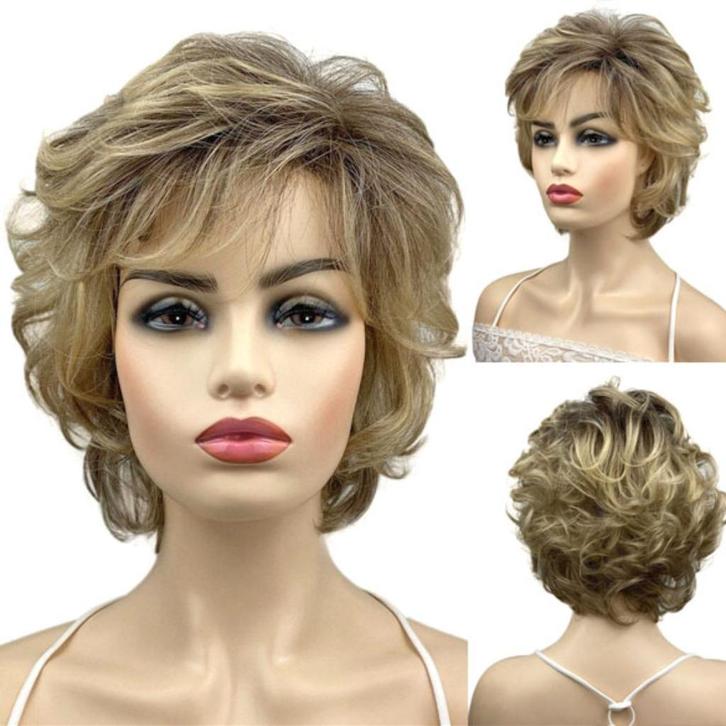 Pruik kort vlot haar in laagjes met pony model 176, Sieraden, Tassen en Uiterlijk, Uiterlijk | Haarverzorging, Nieuw, Pruik of Haarverlenging