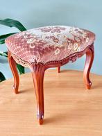 Vintage houten oudroze kruk bloemenstof bankje, Ophalen of Verzenden, Gebruikt, Hout