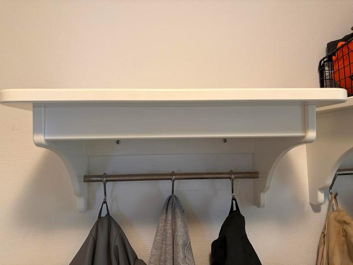 Kapstok met plankje en 3 haken - Wit, 2 stuks, Huis en Inrichting, Woonaccessoires | Kapstokken, Zo goed als nieuw, Wandkapstok