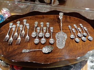 zilver Hildesheimer Roos set van lepels vorkjes 263 gram beschikbaar voor biedingen