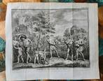 Originele antieke prent uit 1750! Aankomst Batavieren, Antiek en Kunst, Kunst | Etsen en Gravures, Ophalen of Verzenden