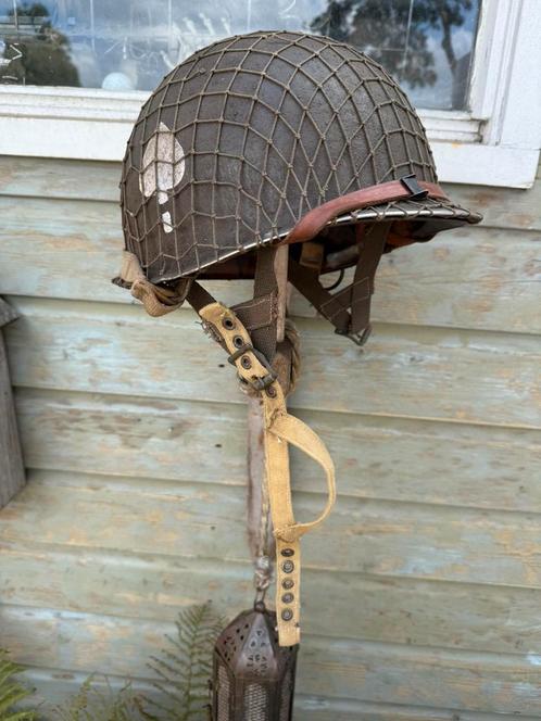 Band of brothers repro ww2 M1 M2 helm airborne, Verzamelen, Militaria | Tweede Wereldoorlog, Landmacht, Helm of Baret, Amerika