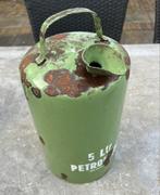 Emaille petroleum 5 ltr blik van groen vintage, Antiek en Kunst, Ophalen of Verzenden