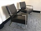 De Bommel bruin leren stoelen fauteuils met RVS frame, Ophalen, Twee, Bruin, Zo goed als nieuw