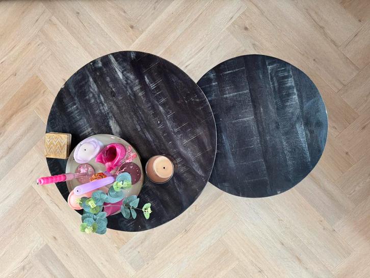 Set van 3 salontafels zwart, Huis en Inrichting, Tafels | Salontafels, Gebruikt, Minder dan 50 cm, 50 tot 100 cm, 50 tot 100 cm