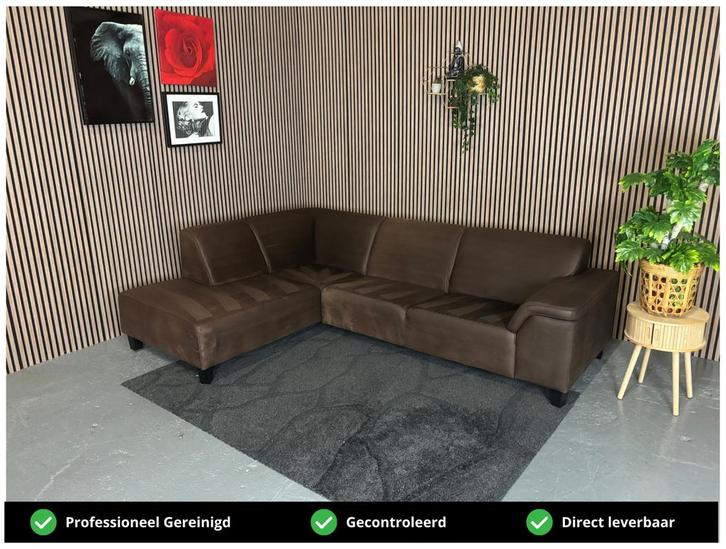 GRATIS LEVERING Hoekbank Donkerbruin 275x200 REFURBISHED, Huis en Inrichting, Banken | Bankstellen, Zo goed als nieuw, Hoekbank