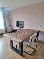 Robuuste houten tafel met stalen poten - 100x200, Huis en Inrichting, Tafels | Eettafels, Gebruikt, 100 tot 150 cm, Vijf personen of meer