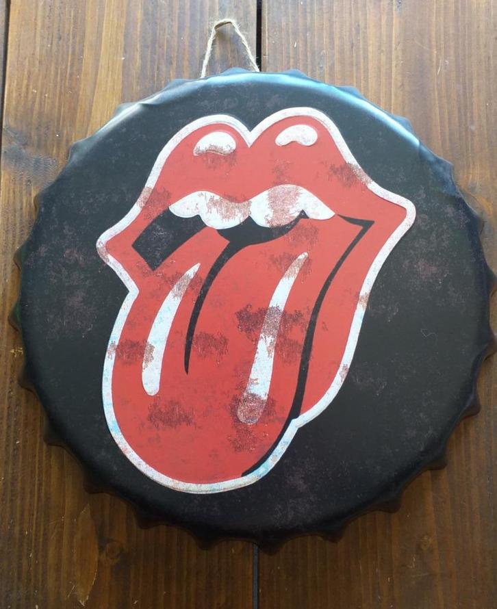 Rolling Stones bierdop / tin sign / pubbord., Verzamelen, Merken en Reclamevoorwerpen, Nieuw, Reclamebord, Ophalen of Verzenden