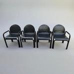 set 4x Gae Aulenti Orsay armchair stoel Knoll Black leather, Huis en Inrichting, Ophalen of Verzenden, Gebruikt, Zwart, Vier