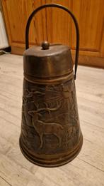 Decoratieve Brons/Koperen kolenkit met Reliëf, Ophalen of Verzenden, Brons