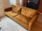 Okergele 3-zits velvet bank - Gebruikt, Ophalen, Gebruikt, 150 tot 200 cm, Driepersoons
