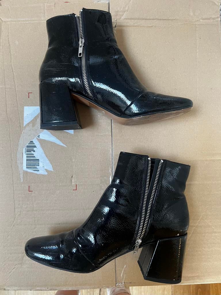 Zwart enkel lak laarzen asos maat 8, Ophalen of Verzenden, Zo goed als nieuw, Zwart