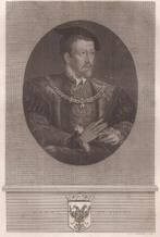 Portret Karel de Vijfde Staalgravure J.F.C. Reckleben, Antiek en Kunst, Kunst | Etsen en Gravures, Ophalen of Verzenden