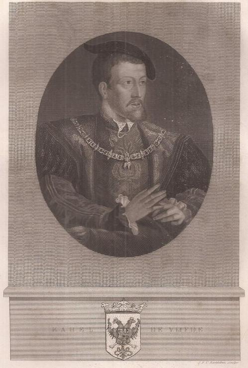 Portret Karel de Vijfde Staalgravure J.F.C. Reckleben, Antiek en Kunst, Kunst | Etsen en Gravures, Ophalen of Verzenden