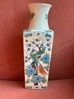 Elegante vaas met vogels en bloemen, gouden rand, Ophalen of Verzenden