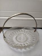 Antieke kristallen fruitschaal met zilveren handvat, Antiek en Kunst, Verzenden