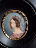 Geschilderd Miniatuur Portret/Schilderijtje/Dame Portretje, Ophalen of Verzenden