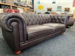 Mooie bruin leren 3 zits Chesterfield bank, Huis en Inrichting, Ophalen, Zo goed als nieuw