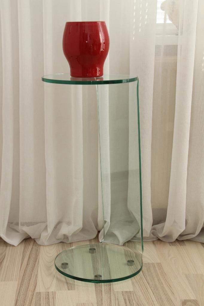 Glazen bloemen-/bijzettafel, Huis en Inrichting, Tafels | Sidetables, Zo goed als nieuw, 25 tot 50 cm, 50 tot 100 cm, Rond, Glas