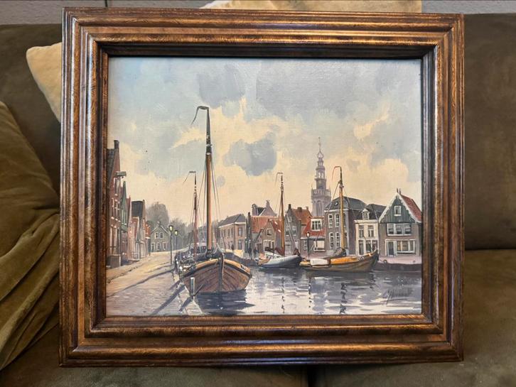 Schilderij Gert jan Veenstra Monnickendam, Antiek en Kunst, Kunst | Schilderijen | Klassiek, Ophalen of Verzenden