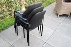 3 oerdegelijke stapel stoelen kantoorstoel ijzer/stof zwart., Huis en Inrichting, Stoelen, Ophalen, Gebruikt, Drie, Zwart