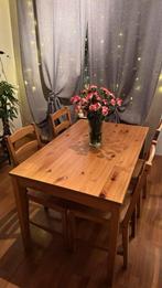 49 € IKEA eettafel 4 stoelen–netjes en schoon –ichte krassen, Ophalen, Gebruikt, 100 tot 150 cm, 50 tot 100 cm