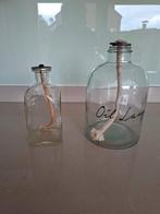 2 glazen olielampjes., Ophalen of Verzenden