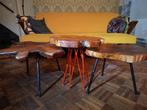 Bijzettafel salontafel teakhout wortel schijf 3 stuks, Huis en Inrichting, Ophalen, Minder dan 45 cm, Minder dan 55 cm, Gebruikt