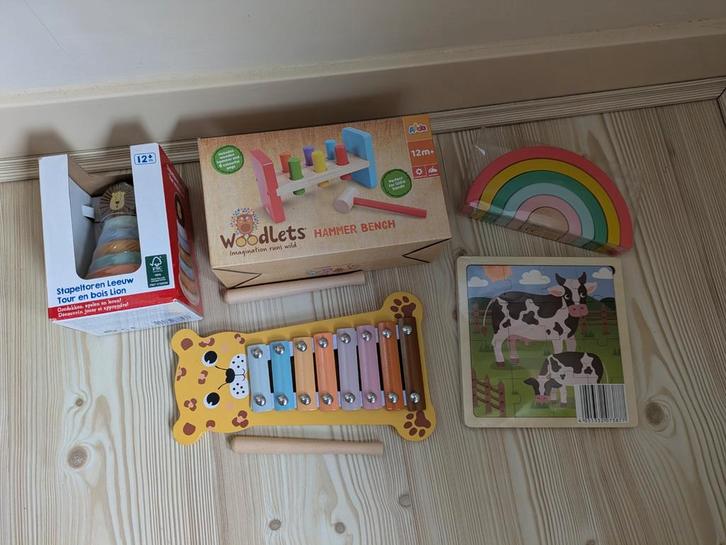 Houten Speelgoed Set - Sinterklaas/Kerst Cadeau!, Kinderen en Baby's, Speelgoed | Educatief en Creatief, Nieuw, Bouwen, Puzzelen