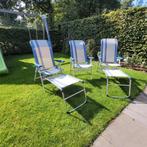3 stuks Crespo campingstoel met 2x voetenbankjes, Caravans en Kamperen, Kampeermeubelen, Ophalen, Zo goed als nieuw, Campingstoel