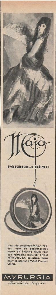 Retro reclame 1961 Myrurgia Maja poeder in blikje, Verzenden, Overige typen