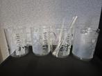 Set van 4 theeglazen met glazen roerstaafjes, Huis en Inrichting, Keuken | Servies, Glas of Glazen, Ophalen of Verzenden, Overige stijlen