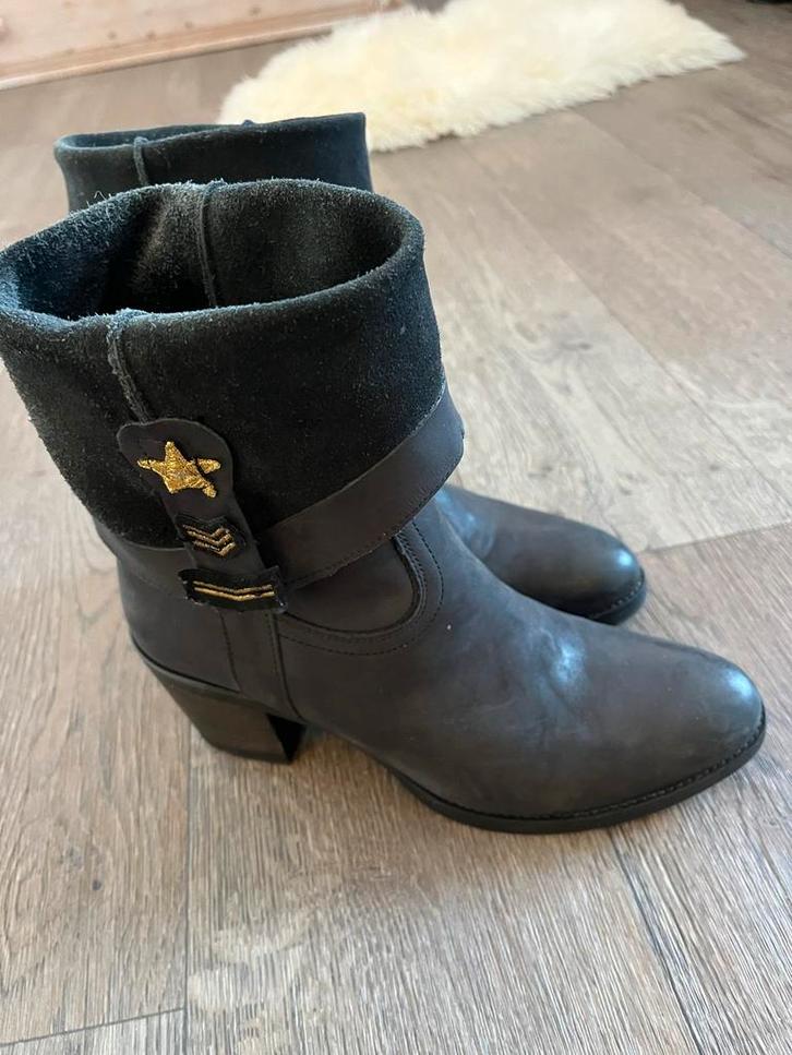 Antonio Moretti Leren Enkellaarsjes - Maat 38, Kleding | Dames, Schoenen, Zo goed als nieuw, Lage of Enkellaarzen, Zwart, Ophalen of Verzenden