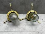2 gele lampen met stolpglas - N3447, Antiek en Kunst, Antiek | Lampen, Ophalen of Verzenden