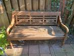 Stationbank houten tuinbank van teak 154cm, Ophalen, Gebruikt, Teakhout