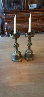 set mooie bronze kerk kandelaars, Ophalen, Koper of Brons