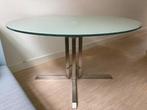 Design tafel rond glazen blad, Huis en Inrichting, Ophalen, Gebruikt, Rond, Glas