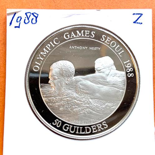Suriname 50 Gulden 1988 proof zilver, Postzegels en Munten, Munten | Nederland, Koningin Beatrix, Zilver, Ophalen of Verzenden