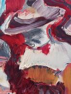 Gouache vrouw met hoed jaren 90, Ophalen of Verzenden