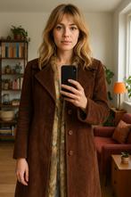 Vintage suede bruine jas met voering van bont, Kleding | Dames, Jassen | Winter, Ophalen of Verzenden, Gedragen, Bruin