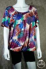 Ballon shirt met elastiek palm blad paars/ blauw 42 t/m 48 n, Maat 42/44 (L), Nieuw, Ophalen of Verzenden, Korte mouw