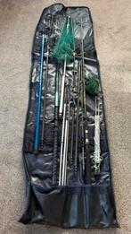 Visuitrusting in draagtas met hengels, schepnet en houders, Watersport en Boten, Ophalen, Gebruikt, Complete set
