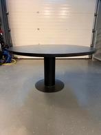 Ronde Zwarte Eiken Eettafel - 150cm, Gebruikt, 100 tot 150 cm, Ophalen of Verzenden, Vijf personen of meer