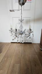 Transparante kroonluchter met zilver accenten, Huis en Inrichting, Lampen | Kroonluchters, Ophalen, Zo goed als nieuw, Metaal