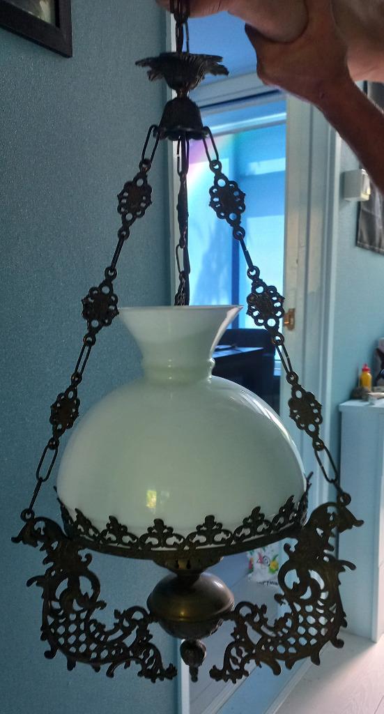 Antieke koperen hanglamp, Antiek en Kunst, Antiek | Lampen, Ophalen