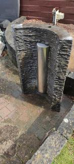 Granieten Waterornament met RVS Zuil, Tuin en Terras, Waterpartijen en Fonteinen, Ophalen, Gebruikt, Graniet, Waterornament