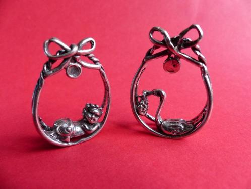 2 Mooie Zilveren Miniaturen - Liggende baby en Ooievaar me, Antiek en Kunst, Antiek | Goud en Zilver, Zilver, Verzenden