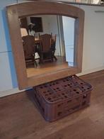 Een spiegel met eiken houten lijst, Antiek en Kunst, Ophalen of Verzenden, Rechthoekig